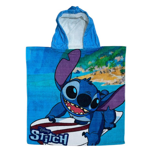 Poncho de bain Stitch Disney à capuche en coton